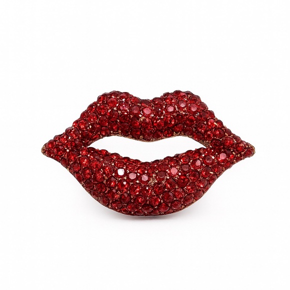 Anthropologie Jewelry - Red Crystal Lip Brooch